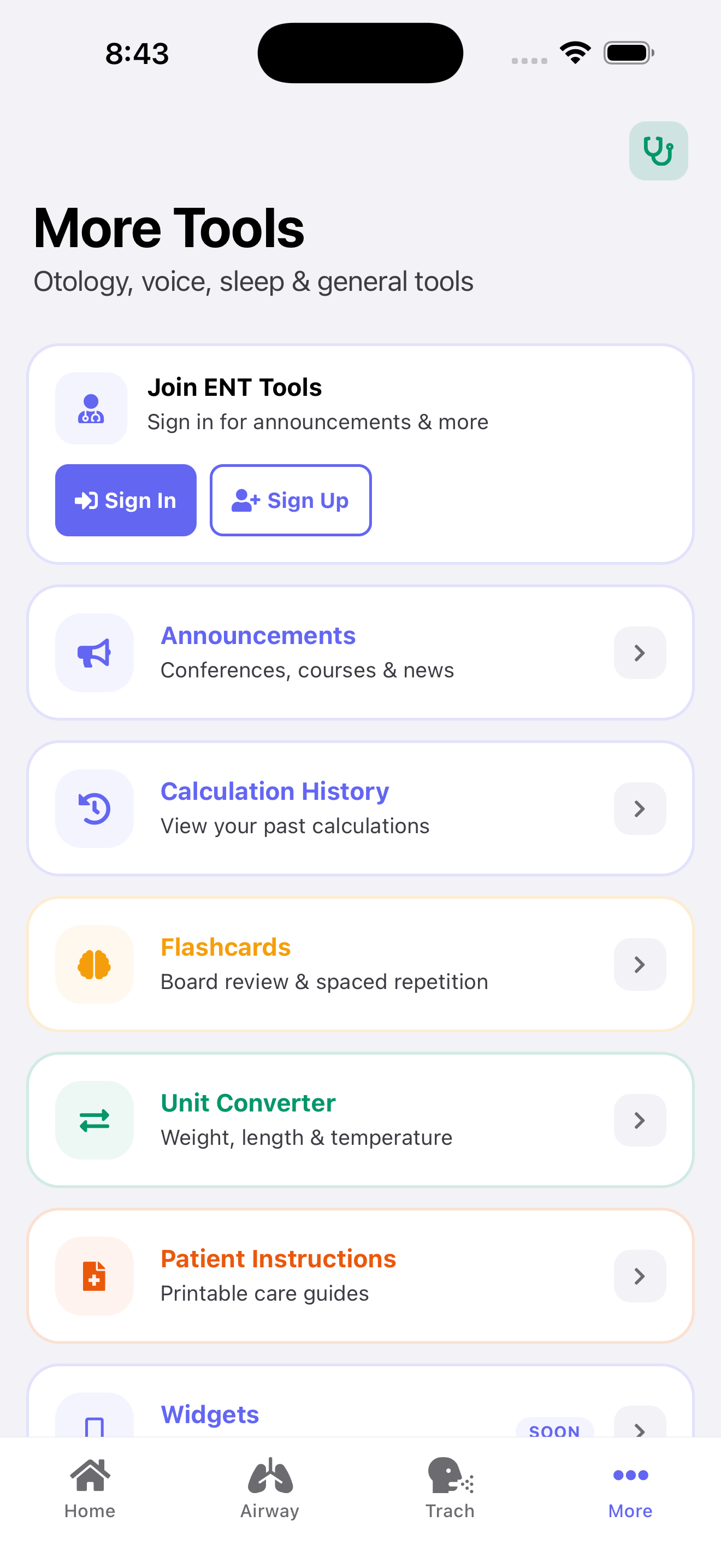 More tools screen